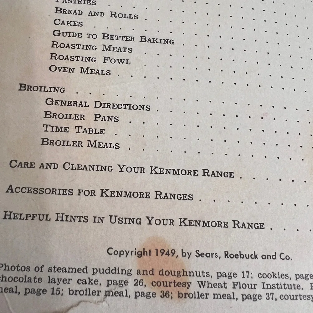 Vintage 1949 Kenmore Electric‎ Cooking Cookbook Sears Roebuck Recipes Manual